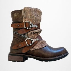 EUC - MUK LUKS Brown/Tan Size 7 Moto Boots